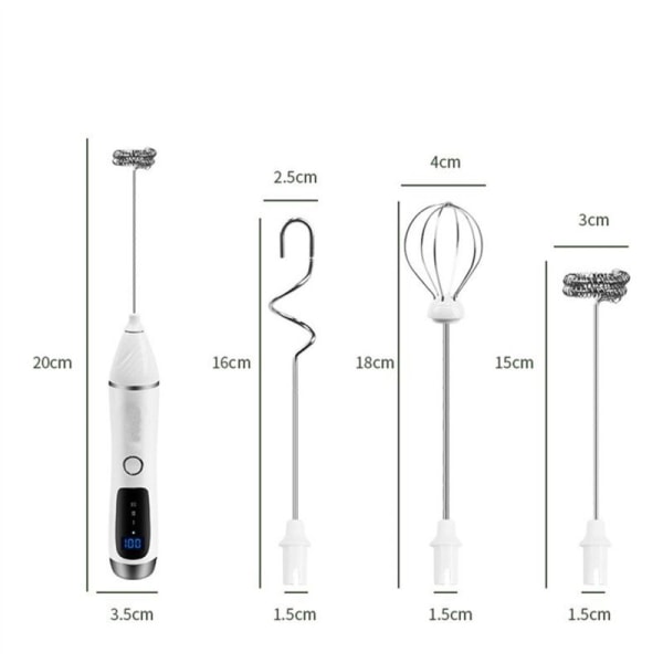 Handheld Milk Frother for Coffee, Rechargeable Blender with 3 Heads, 3 Speeds, Electric Whisk, Coffee Frother for Latte