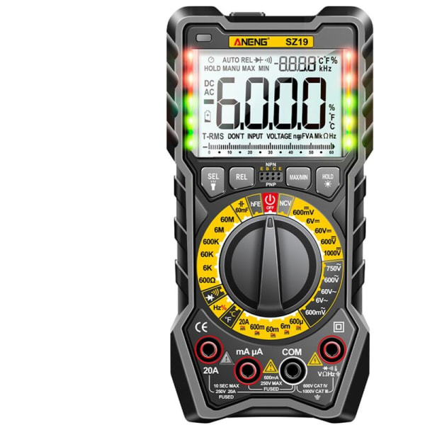 SZ19 Digital Multimeter 6000 Tællinger Multimeter Avometer Transistor Kondensator Tester Professionel LCR Meter (Pro Sort)