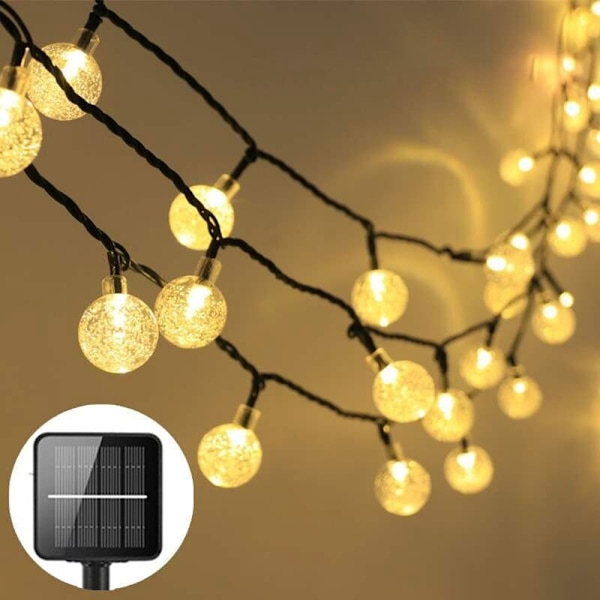 Feriebelysning LED Solar String Lights Bubble Crystal Ball String Lights 9.5M Utendørslampe for Eventyrlys Bryllupsfestdekorasjon-A