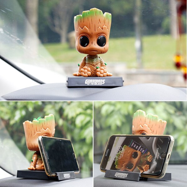 Cartoon Groot Car Dashboard Bobblehead figur Sød Anime Groot biltilbehør