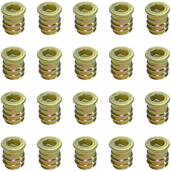 20-pack gängade muttrar för trä Möbel M6 x 13 mm