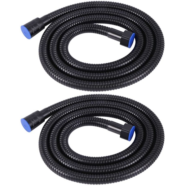 2x Sort 150 cm Rustfrit Brusehovedslange Fleksibel Slange eller VVS Glansfuld