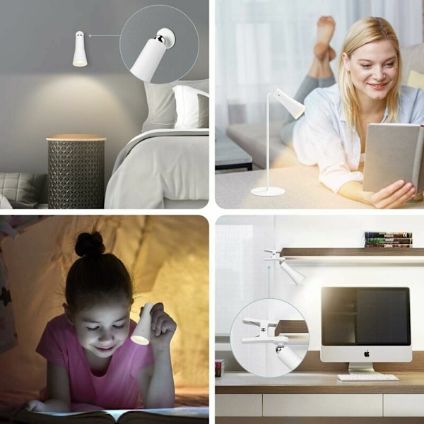 Dagsljus skrivbordslampa, [3 i 1] LED skrivbordslampa med 3 nivåer justerbar ljusstyrka och touch-kontroll, 3W 4000K naturligt vitt flimmerfritt och trötthetsfritt för