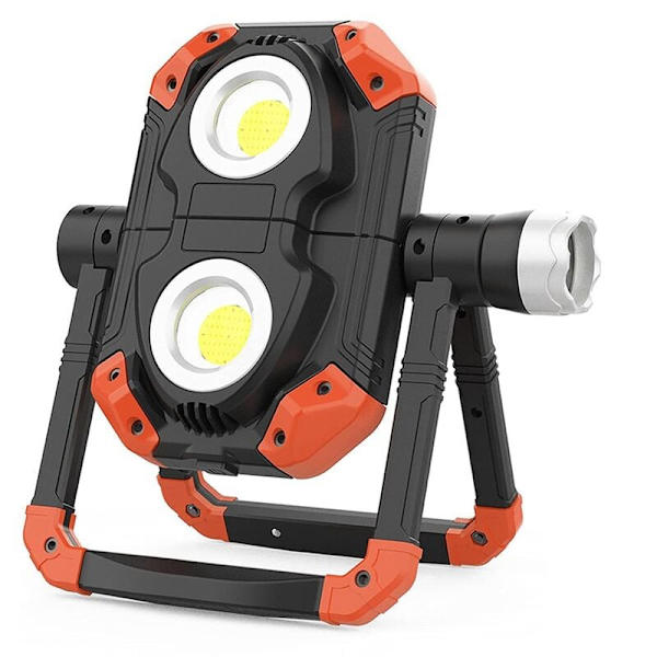 Genopladelig LED-arbejdslampe, 3 COB 1150LM projektør, 360° rotation vandtæt lys, til RV-reparation osv., orange