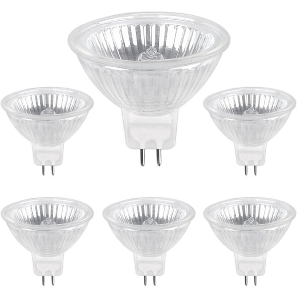 Halogenpære GU5.3 50W 220V, 680lm Varmhvit 2700K Dimbar, MR16 Halogen Spotpære, 6-pakning