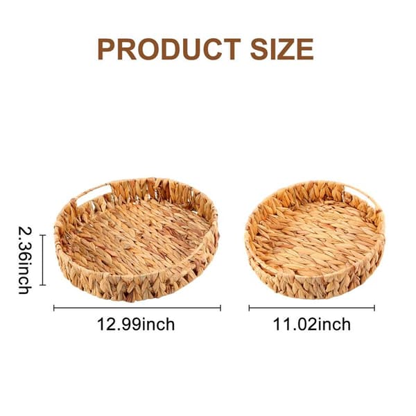 2 st Runda Flätade Ört Hyacintbricka 33cm + 28cm Diameter Fruktskål