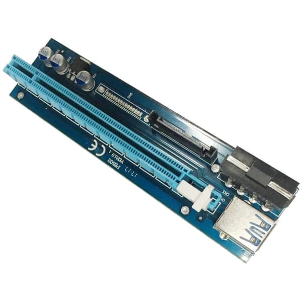 PE503 PCI-E 1X til 16X forlengelseskabel Dual Interface 4PIN + SATA for BTC Miner