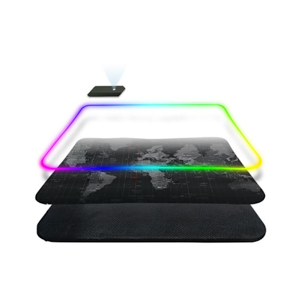 RGB musemåtte, stor cool RGB musemåtte, glat vandtæt skridsikker gummibase (700 x 300 x 4 mm)