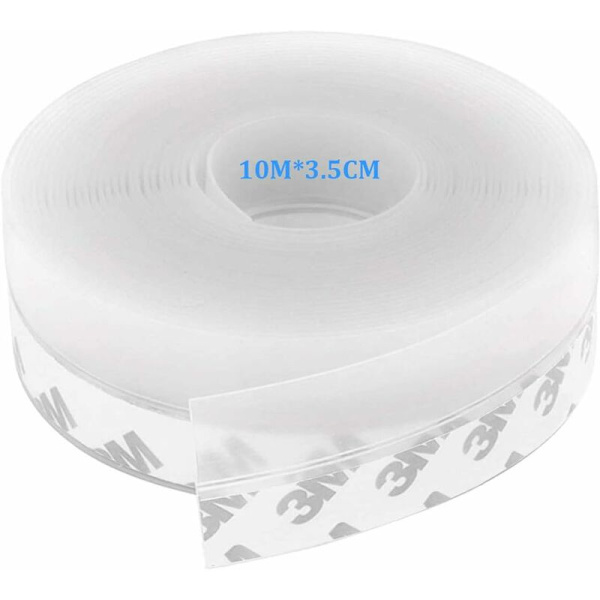 Självhäftande dörrlist, 10M x 3,5CM självhäftande silikontätningslist för dörr och fönster. Vattenskydd, insektsskydd, bullerreducering (Tr