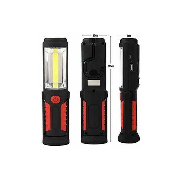 Händerfri Laddningsbar LED-ficklampa [NY VERSION 2018] 3W COB LED Handlampa 2 i 1 Ficklampa för Camping/Vandring/Bil/Garage/Workshop, Två Belysnings