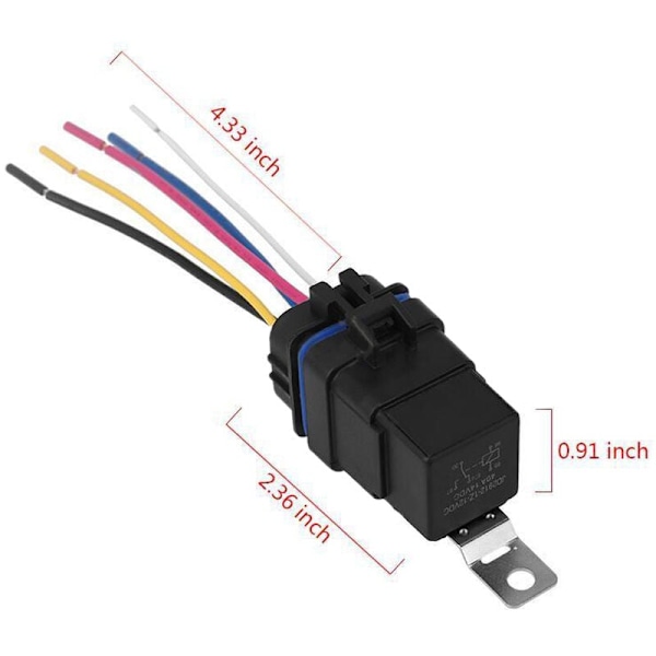 Vandtæt Automotive DC/12V 40A Auto Relæ Indbygget & 5 Pin Stik