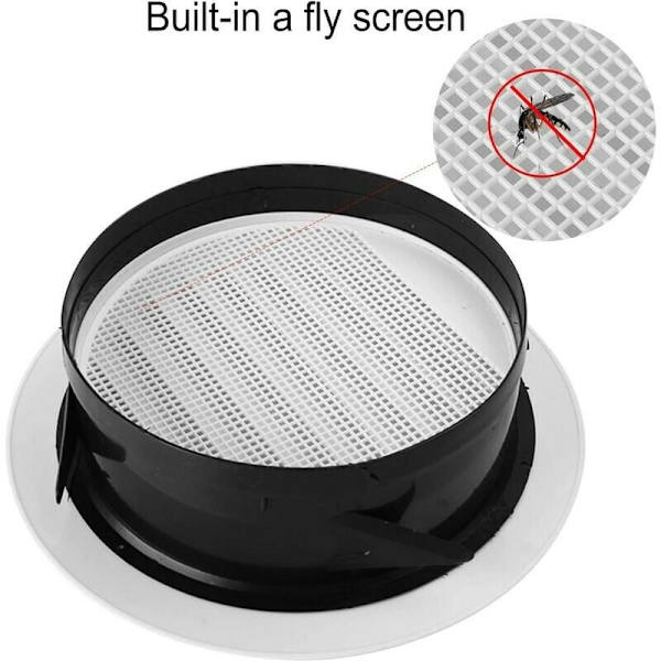 Ventilationsrist med beskyttelsesgitter - ABS (ø75mm)