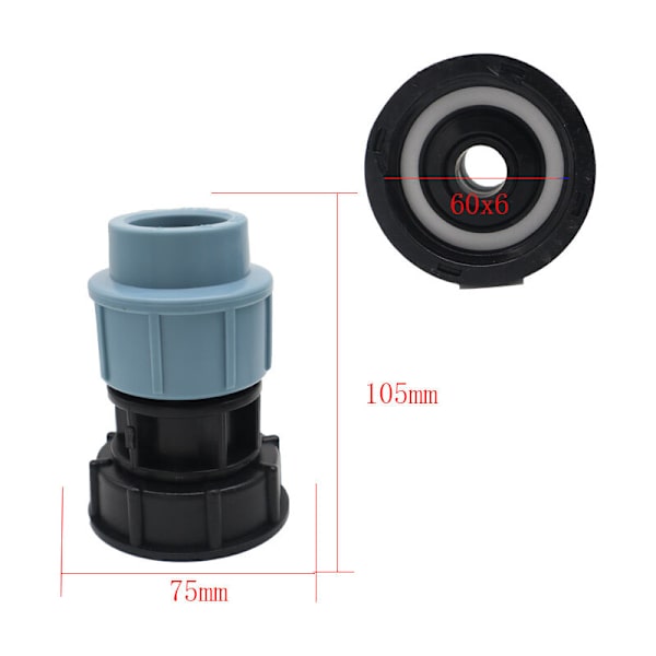 1 stk. IBC Tank Adapter S60X6 til 32mm lige slangetilbehør til havevandsrør
