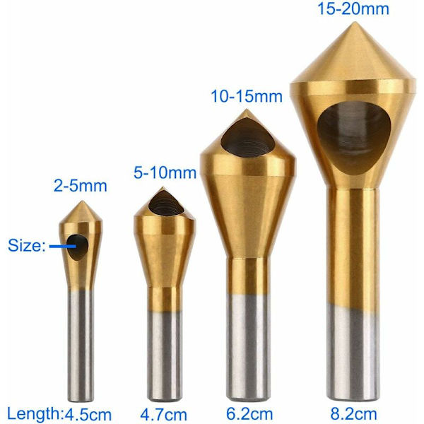 4-pack Titanbelagd Sänkkronfräsverktyg Avfasningsverktyg Set Metall Trä Borrbitar Set