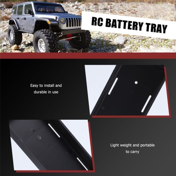 RC-akkukotelon kotelo Akun pidike Axial SCX10 TRX4 D90 1/8 1/10 RC-auton varaosat, musta