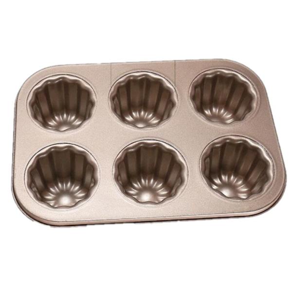 6-hålig Canelé-form, Icke-klibbig Canelé-bakform för ugn, Rostfritt stål Canelé-form, Bakverktyg