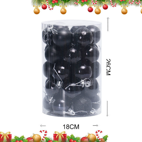 Julekulepynt, sett med 34 julekuler 4 cm/1,57 tommer, juletrepyntkuler, hengende pynt
