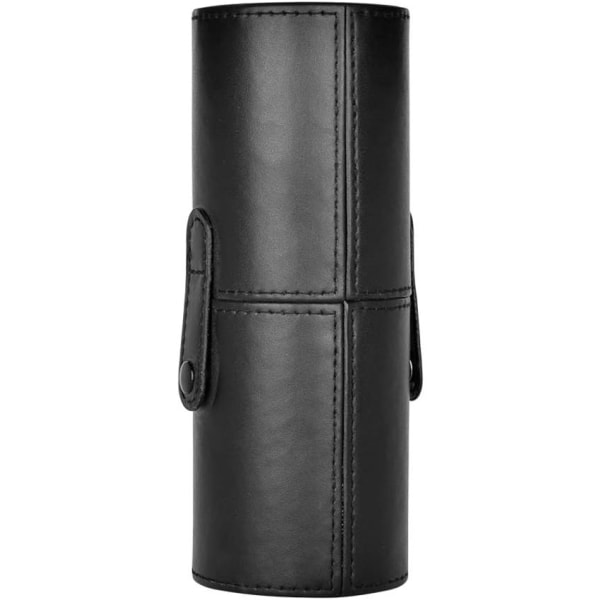 Stor sminkborsthållare Portabla läderborstar case (svart)