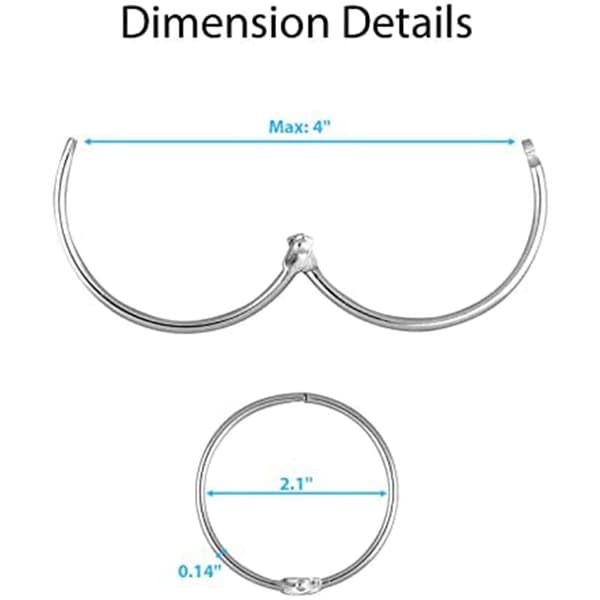 30 stk. bruseforhængsringe 5 cm indvendig diameter cirkel bruseforhæng ophængsring rustfrit stål metal krog