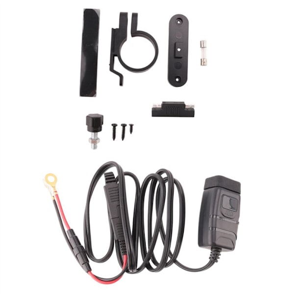 QC3.0 USB + Typ-C Vattentät Mobil Laddare Motorcykel Laddare USB Uttag med Voltmätare Blå