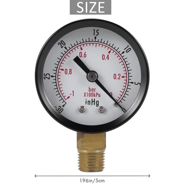 0 -30inHg 0 -1bar Mini Dial Lufttrykkmåler Barometer Meter Dobbeltskala Svart Skive