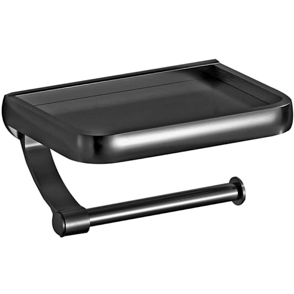 Toiletpapirholder med hylde, rustfrit toiletpapirholder med hylde til toiletpapirholder sort