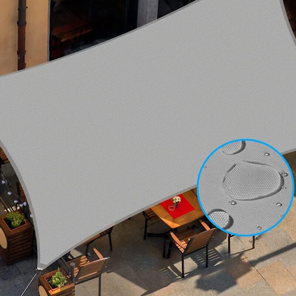 Rektangulær Skygge Sejl, Udendørs Terrasse Have Terasse Markise med Reb, Vandafvisende og UV-Strålebeskyttelse - Rektangulær 2x3 m, Grå