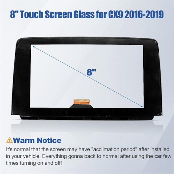 8-tums pekskärm glas digitizer navigationsutbyte för CX9 -9 2016-2019 TK49-611J0 TK49-611JA TK49-611JB