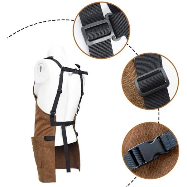 Justerbara Canvas Förkläden Kvinnor Multi-Pocket Förkläden BBQ Kök Slitstarka Förkläden Matlagning Verktyg Förkläden