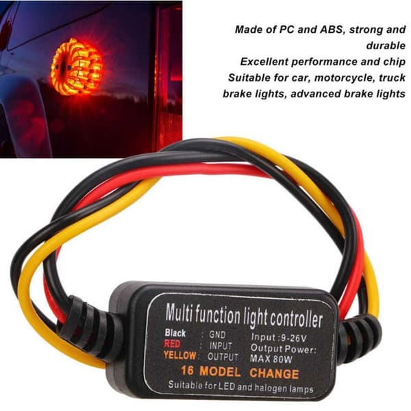 4 stk. 16 justerbare tilstande LED bremselys blinkende stroboskop controller universel til bil