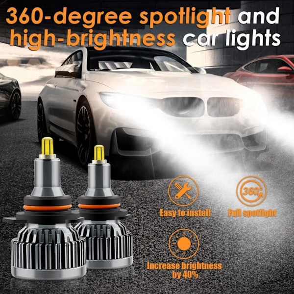 9005 LED-ajovalopolttimot 10-32V Päivitetty 360 astetta 60W Super White 18000LM
