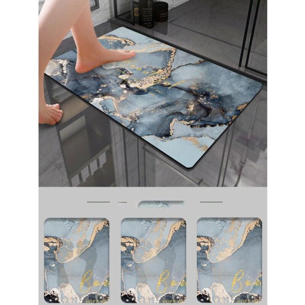 Skridsikker bademåtte, absorberende gulvmåtte 50 x 80 cm blød og behagelig brusebadsmåtte, diatomit bademåtte til badekar, køkken, stue og badeværelse