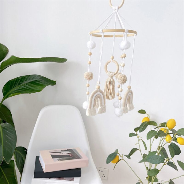 Boho Regnbåge Makramé Väggbonad Hänge Dekoration Handgjord Drömfångare