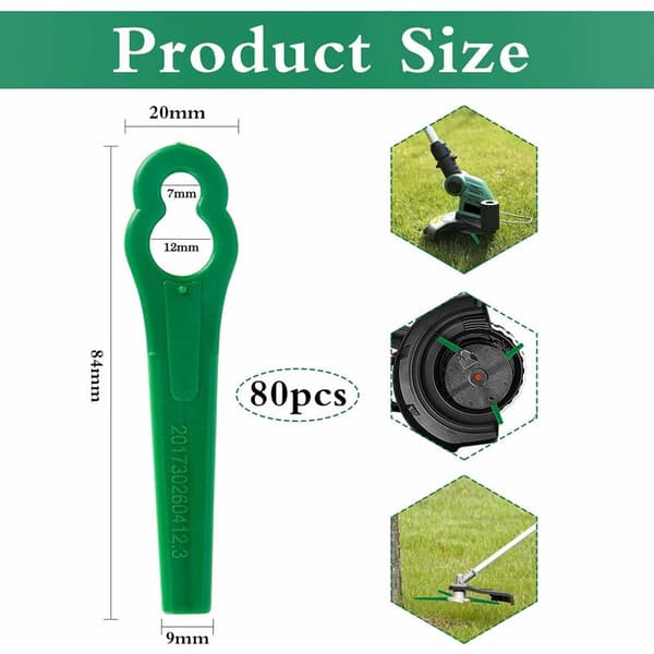 Reservedeler i plast, 80 plastgressklipperblader, plastgressklipperblader