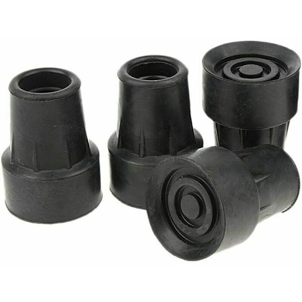 4 stk. Standard Anti-Slip Vandrestokspidser Sort Gummi Spids - 19mm