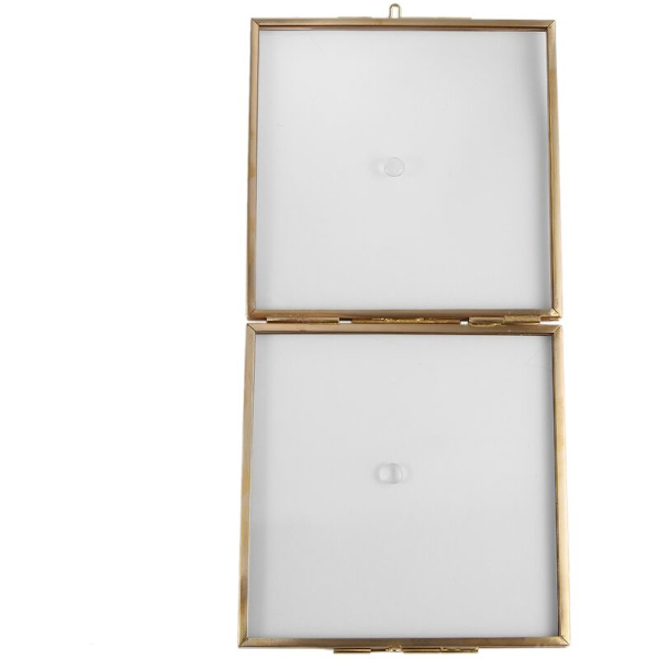 Taitettava kaksisuuntainen lasinen metallikehys, näytepidike, sähköpinnoitettu kullattu näyttöteline 132x132mm
