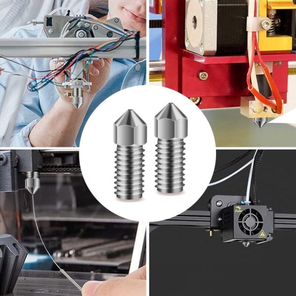 5 3D-skrivardelar Extruder Print Head Slitstark Metallspruta Rostfritt Stålmunstycke Tillämpligt för Ankermake