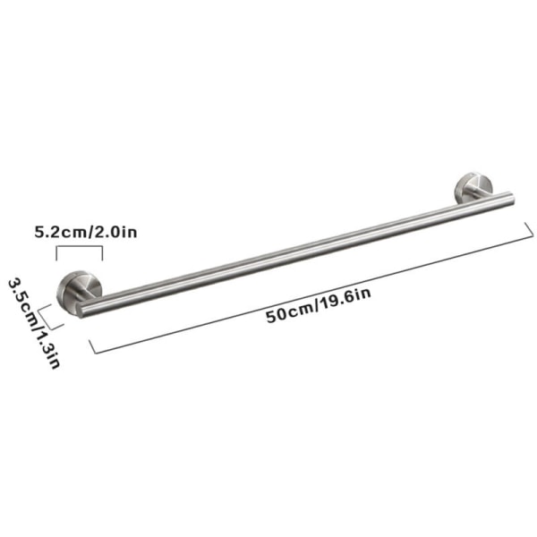 Handduksstång i rostfritt stål SUS304, 50 cm lång handdukshållare för badrum, borstad handdukshållare