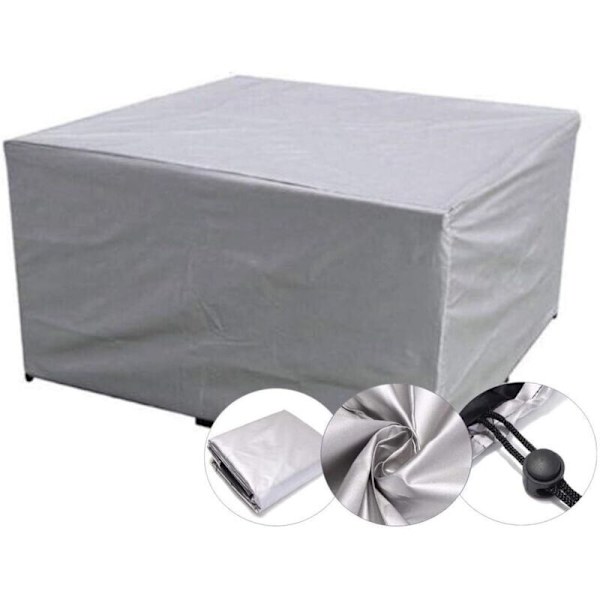 Möbelset Utomhus Möbelskydd, Vattentät Vindtät Anti-UV Presenning, Rektangulär 210D Oxfordtyg Skyddande Överdrag Silver - 160x160x80cm