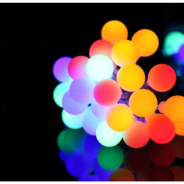 10 Meter 100 Multifarvede RGB Kugle LED Lysstreng, Sfæriske RGB Lysstreng, 100 LED Kugler 8 Lystilstande IP44 Vandafvisende Lysstreng Udendørs