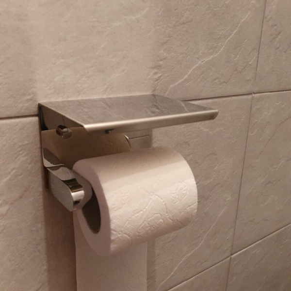 304 ruostumattomasta teräksestä valmistettu WC-paperiteline puhelinhyllyllä, WC-paperiteline WC-paperille