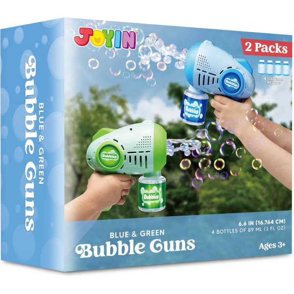 1 pakke boblepistol med 1 flaske boblepåfyll, boblepistolmaskin for barn, voksne, sommerleke, påskekurvfyll, bursdagsgave, festgods