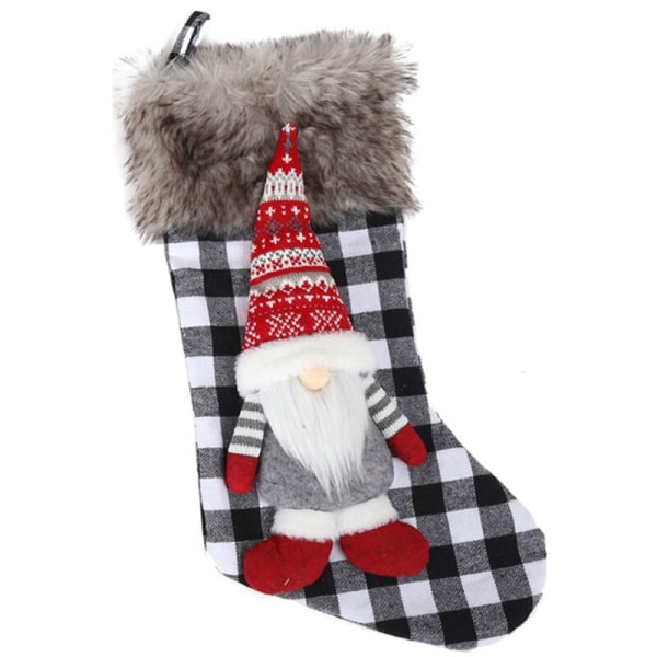 Christmas Decorations Santa Socks Plaid Cloth Dolls Christmas Tree Pendants Christmas Ornaments Gift Bags Home Decor Christmas, A