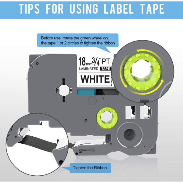 3 stk. kompatible etiketter i serien, der erstatter 18 mm 0,7 hvide laminerede TZe-241 -241 til Brother P-Press etiketmaskine