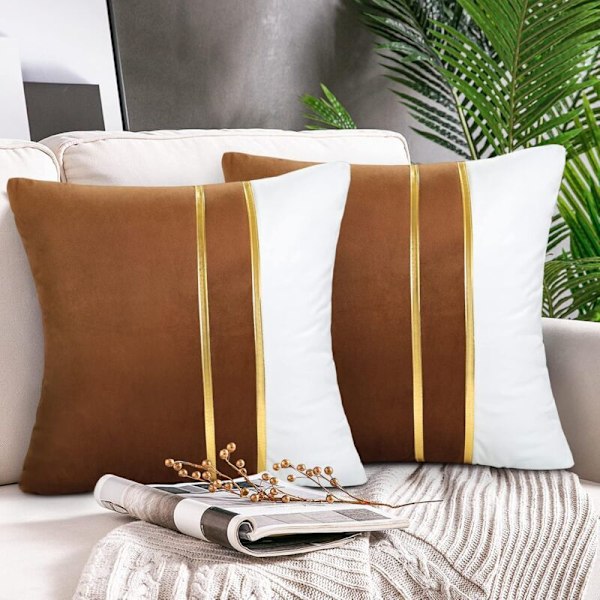 Sammets Soffa Kuddfodral Soffa Kuddeöverdrag 45 x 45 cm Dekoration 2 Stycken Guld Patchwork Kuddfodral för Vardagsrum Sovrum Stol Trädgårdsbänk Pil