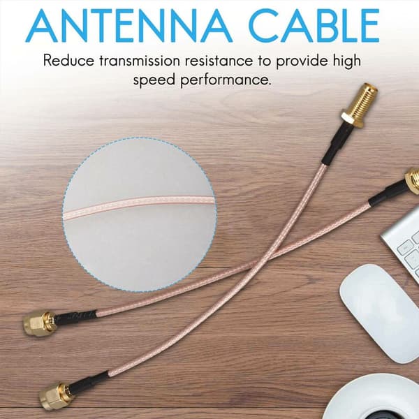 2X Antennekabel SMA til SMA Han F/M Forbindelseskabel Adapter eller + Sort