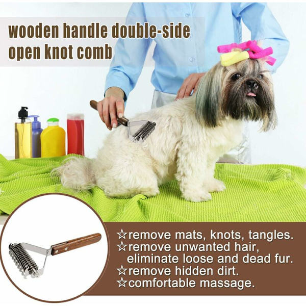 Coat King Rake Pet Undercoat Rake Hund Dematting Kam Pet Grooming Børste Deshedding Værktøj 17+9 Dobbeltsidet Tænder Undercoat Rake (DUAL)