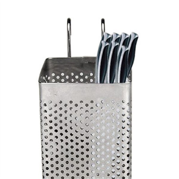 3X Rostfritt Stål Spisbesticksställ Hängande Besticksställ Korg Disktorkställ Avlopp med Krokar Köksredskap (B)