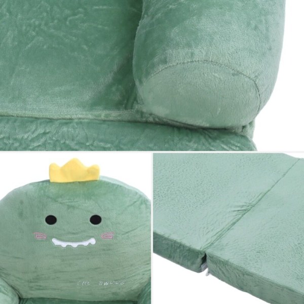 Foldbar børnesofa, børnesofa, sød tegneserie blød og behagelig, til børns hjem, dinosaur, 2 lag