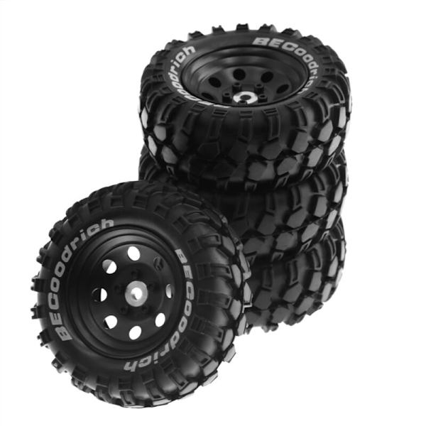 4 st 1,9 tum metallfälg gummidäck för 1/10 RC Crawler TRX4 SCX10 D90 4103 90046 FR4 FMS NT4-Svart